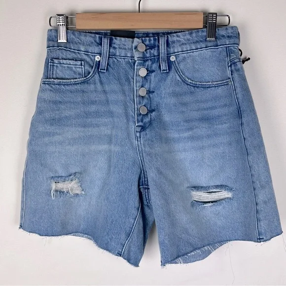 Blank NYC | Retro Warren High Rise Distressed Denim Shorts | 26 - Picture 4 of 14
